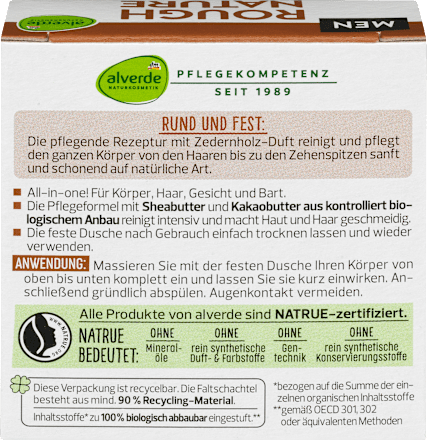 Trdo milo za tuširanje za moške ROUGH NATURE Pro Climate alverde NATURKOSMETIK MEN
