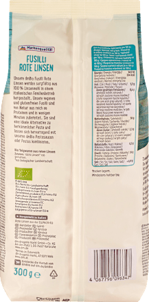 Nudeln Fusilli aus roten Linsen dmBio