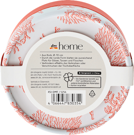 Glasuntersetzer aus Kork "Koralle" (10 cm) dm home