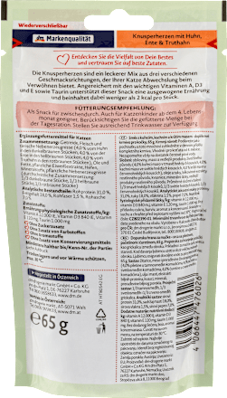 Katzenleckerli, Knusperherzen mit Huhn, Ente & Truthahn Dein Bestes