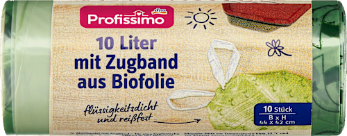 Müllbeutel 10 l mit Zugband aus Biofolie Profissimo