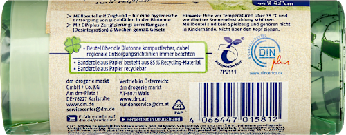 Lebomló bio szemeteszsák zárószalaggal 10 literes Profissimo