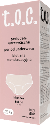 Periodenunterwäsche schwarz Hipster, Gr. XS t.o.c.