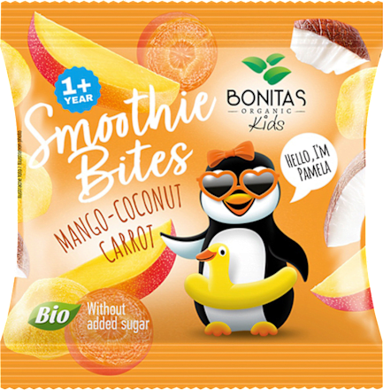 Liofilizowana przekąska mango-kokos-marchew BIO, po 1. roku BONITAS ORGANIC