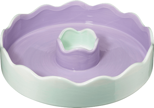 Servierschale aus Keramik, gewellt, mint/flieder (28 cm) dm home