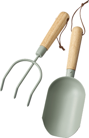 Gartengeräteset mit Holzgriff, Schaufel & Harke Dekorieren & Einrichten