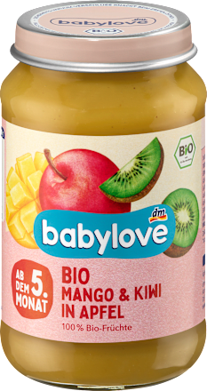 Пюре ябълки, манго и киви, 5+м babylove