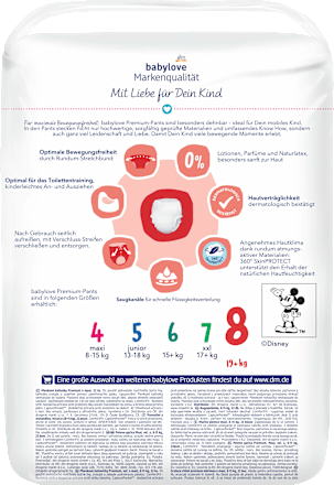 Scutece chiloțel premium numărul 8 babylove