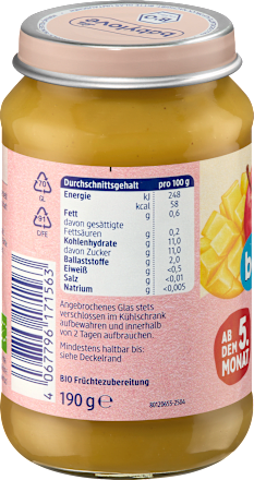 Bio ovocný príkrm s mangom, kivi a jablkom babylove