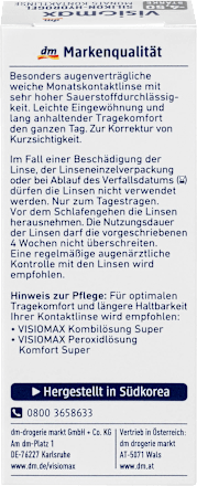 Soczewka kontaktowa miesięczna Silikon-Hydrogel, moc: - 4,5 VISIOMAX