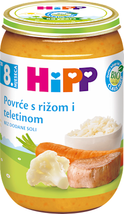 Bio zelenjava z rižem in teletino, od 8. meseca HiPP