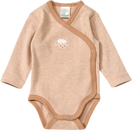 Wickelbody Langarm mit Schaf-Applikation, beige, Gr. 50/56 ALANA