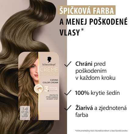 Farba na vlasy - 7-0 prirodzená blond Schwarzkopf CREME SUPREME