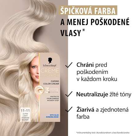 Farba na vlasy - 11-11 chladná ultra svetlá blond Schwarzkopf CREME SUPREME