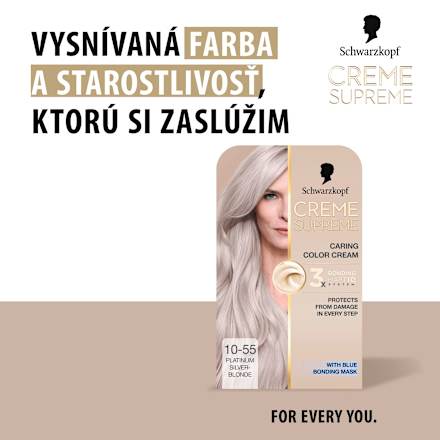 Farba na vlasy - 10-55 chladná strieborná blond Schwarzkopf CREME SUPREME