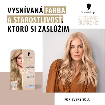 Farba na vlasy - 9-16 chladná popolavá veľmi svetlá blond Schwarzkopf CREME SUPREME