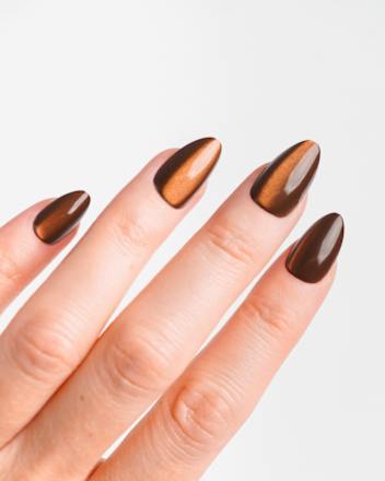 Künstliche Nägel Press Ons Short Almond Glass Brown Cat Eye Doonails