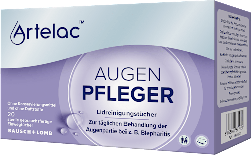 Artelac AUGEN PFLEGER Lidreinigungstücher 20 sterile gebrauchsfertige Einwegtücher zur täglichen Behandlung Artelac