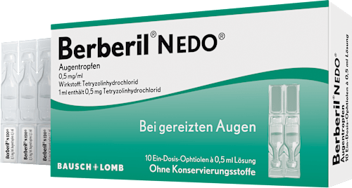 Berberil NEDO 0,50 mg/ml Tetryzolinhydrochlorid Augentropfen, Lösung  10 x á 0,5ml im Einzeldosisbehältnis  Berberil