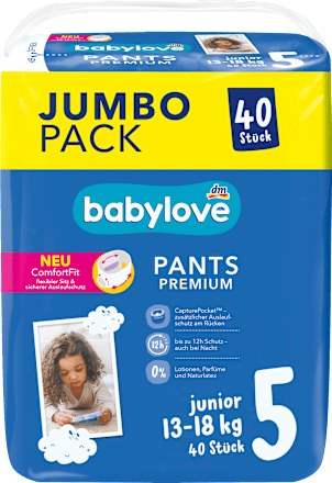 Pannolini premium a mutandina 5 junior (13-18 kg), confezione jumbo babylove