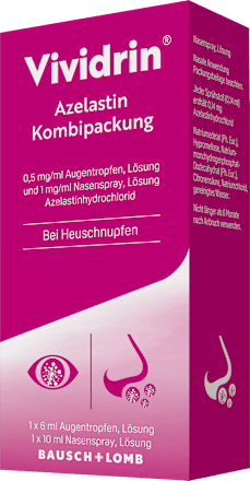 Vividrin Azelastin Kombipackung 1 x á 0,5 mg/ml Augentropfen und 1x á 1 mg/ml Nasenspray, Lösung Azelastinhydrochlorid Vividrin