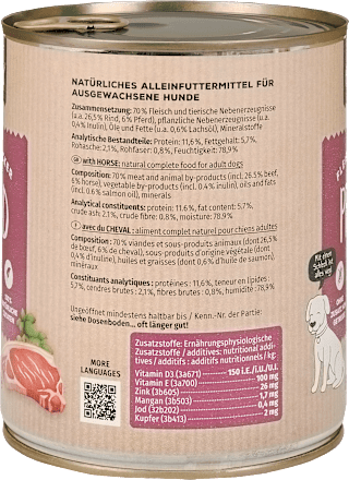 Nassfutter Hund mit Pferd, Multipack (6x800 g) Primox