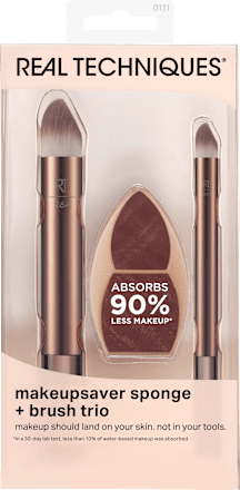 Set burete Saver Sponge si pensula machiaj Trio REAL TECHNIQUES