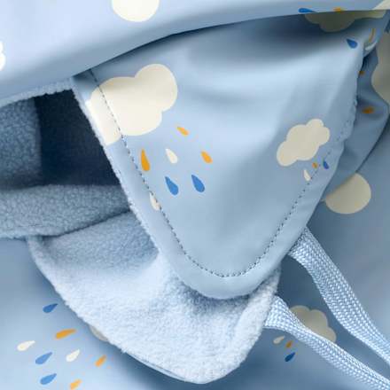 Regenhut mit Futter & Wolken-Muster, blau, Gr. 52/53 PUSBLU