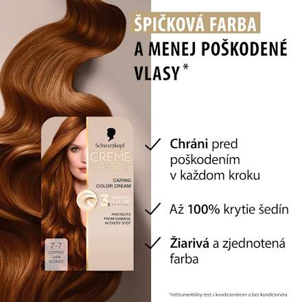 Farba na vlasy - 7-7 medená blond Schwarzkopf CREME SUPREME