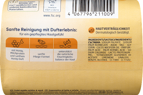 Seifenstück, Cremeseife Milch & Honig Balea