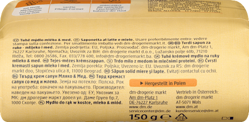 Seifenstück, Cremeseife Milch & Honig Balea