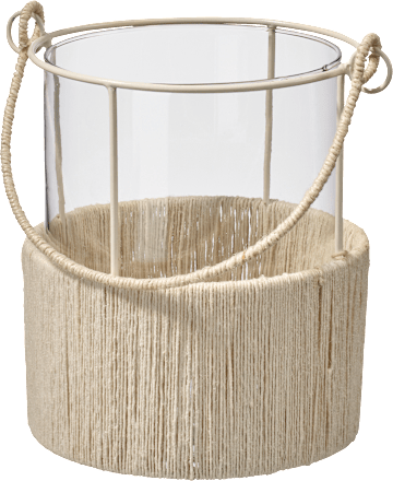 Windlicht aus Glas, beige (12x12x15 cm) Dekorieren & Einrichten