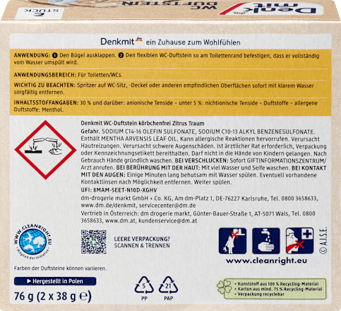 Vonný WC blok s vôňou citrón a grep Denkmit