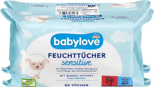 Nedves törlőkendő szenzitív, mandulakivonattal 2X80db babylove