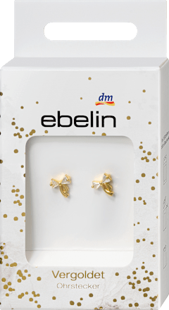 Ohrstecker vergoldet Schleifenform mit Glitzer ebelin