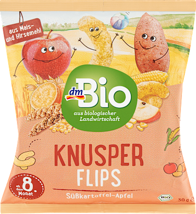 Babysnack Knusper-Flips Süßkartoffel-Apfel, ab dem 8. Monat dmBio