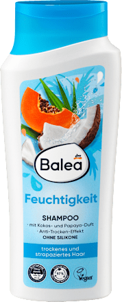 Hidratáló sampon száraz és igénybe vett hajra, kókusz-papaya illattal Balea
