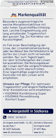 Silikon-Hydrogel Monatslinse Dioptrie  - 3,75 VISIOMAX