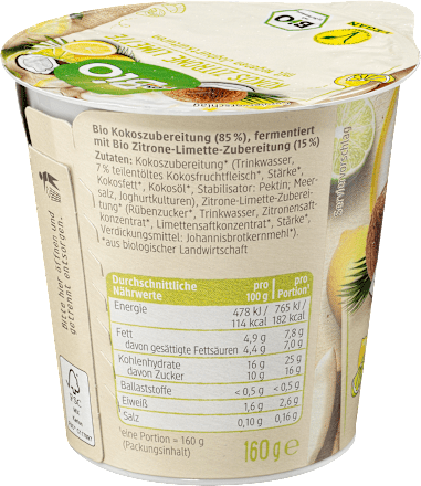dmBio Kokos Natur Zitrone-Limette 160g* dmBio