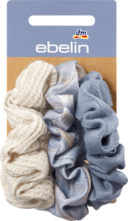Scrunchies aus recyceltem Polyester beige, blau ebelin