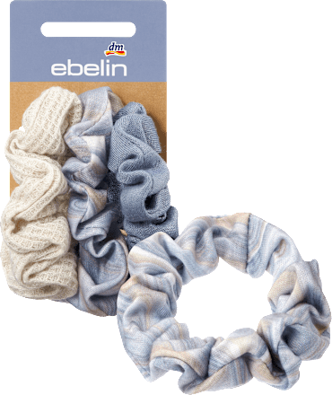 Scrunchies aus recyceltem Polyester beige, blau ebelin