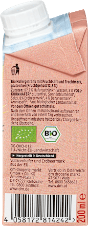 Napój owsiany truskawkowy, 1+ dmBio