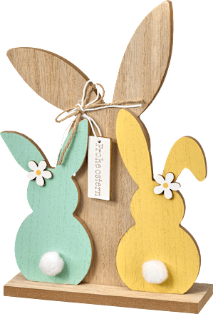 Holzaufsteller Hasen, natur/grün/gelb BOLTZE