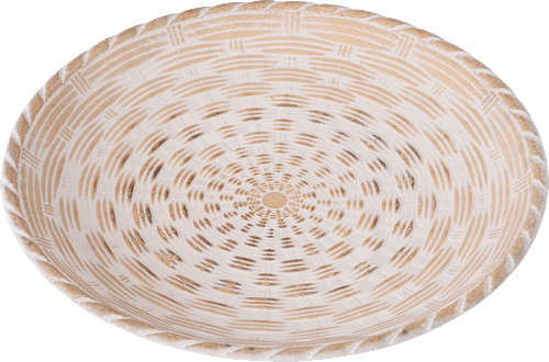 Holzteller mit Muster, weiß-beige Dekorieren & Einrichten