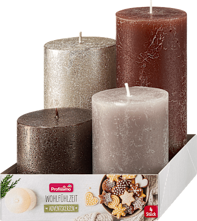 Rustik Stumpenkerzen Set platin taupe metallic Profissimo
