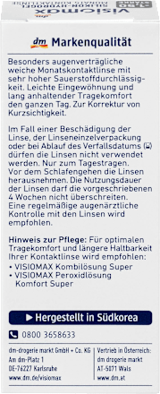 Soczewka kontaktowa miesięczna Silikon-Hydrogel, moc: - 1,5 VISIOMAX