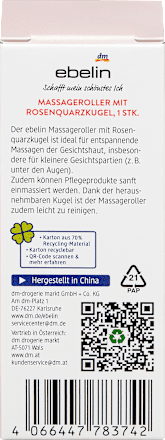 Gesichtsmassageroller mit Rosenquarzkugel ebelin