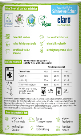 Vollwaschmittel Pulver Schneeweißchen claro