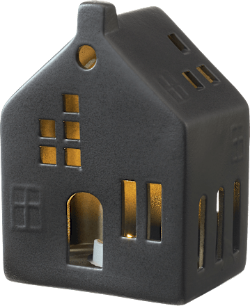 Dekoaufsteller, Haus mit LED, schwarz (14 cm) BOLTZE