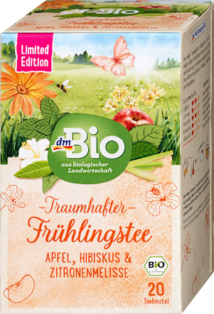 Früchtetee "Traumhafter Frühlingstee" mit Apfel, Hibiskus & Zitronenmelisse (20 Beutel) dmBio